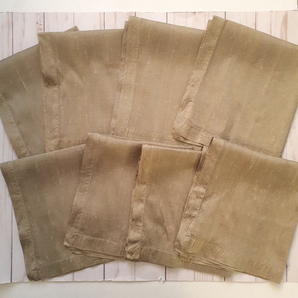 Pottery Barn Silk Napkins - 8 count  Gold Brown Ecru